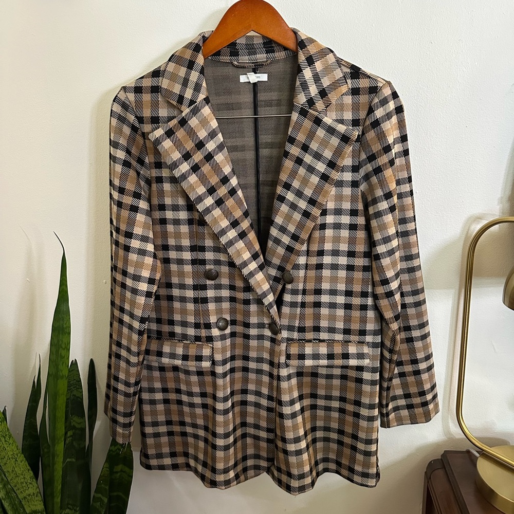 Plaid Double-Breasted Women's Blazer